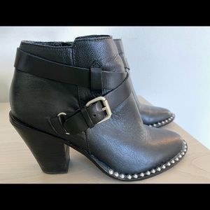 Dolce vita black leather booties with silver accents